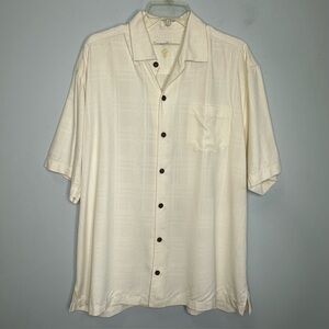 SOLD! SOLD!Tommy Bahama 100% Silk Textured Paolo Plaid Camp Shirt In Coconut